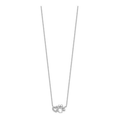 Sterling Silver CZ Heart Pawprint Necklace – view 3