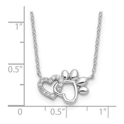 Sterling Silver CZ Heart Pawprint Necklace – view 5