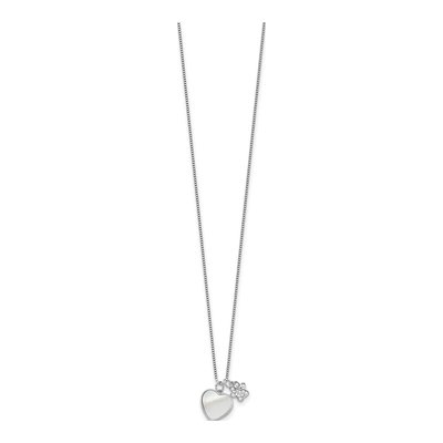 Sterling Silver Mother of Pearl & CZ Paw Print Necklace – view 2