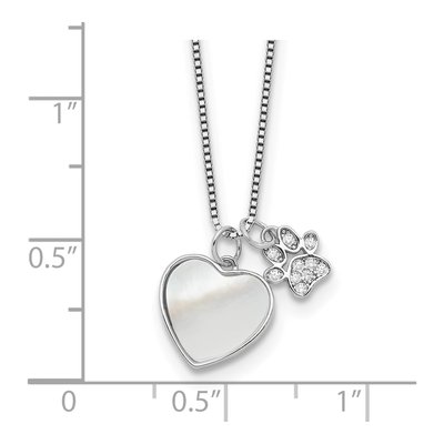 Sterling Silver Mother of Pearl & CZ Paw Print Necklace – view 5