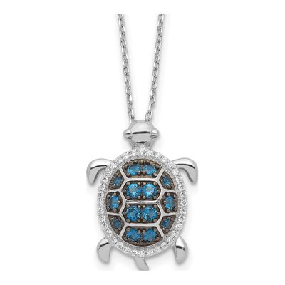 Sterling Silver CZ Turtle Necklace