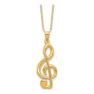 Gold-Plated Sterling Silver Treble Clef Necklace