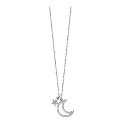 Sterling Silver CZ Moon Star Necklace – view 3