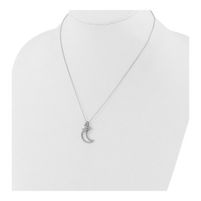 Sterling Silver CZ Moon Star Necklace – view 4