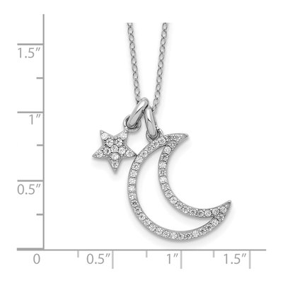 Sterling Silver CZ Moon Star Necklace – view 5