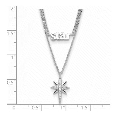 Sterling Silver CZ Star Layer Necklace – view 4