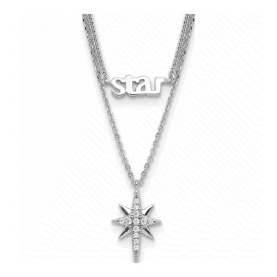 Sterling Silver CZ Star Layer Necklace