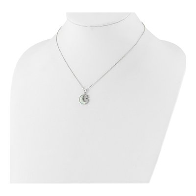 Sterling Silver Lab-Created Opal & CZ Moon Necklace – view 4