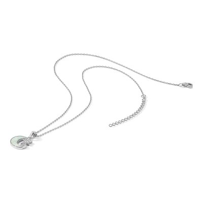 Sterling Silver Lab-Created Opal & CZ Moon Necklace – view 6