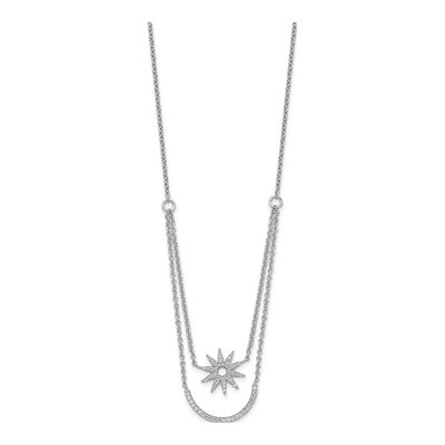 Sterling Silver CZ Star Two-Strand Necklace – view 2