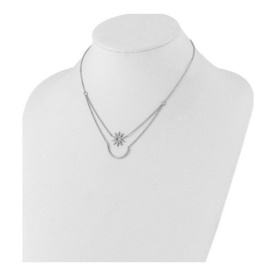 Sterling Silver CZ Star Two-Strand Necklace – view 3