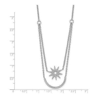 Sterling Silver CZ Star Two-Strand Necklace – view 4