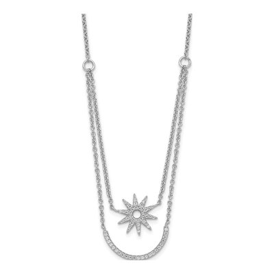 Sterling Silver CZ Star Two-Strand Necklace