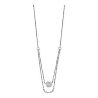Sterling Silver CZ Two-Strand Circle Necklace – view 2