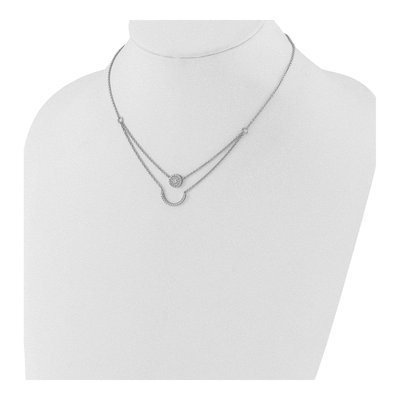 Sterling Silver CZ Two-Strand Circle Necklace – view 3