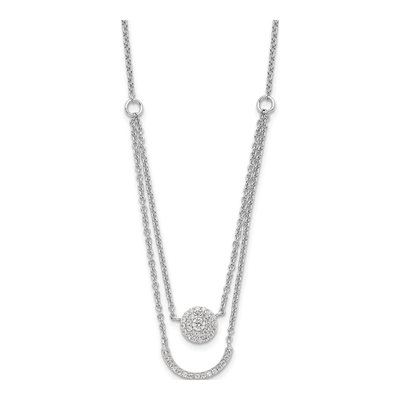 Sterling Silver CZ Two-Strand Circle Necklace