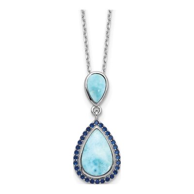 Sterling Silver CZ Larimar Necklace