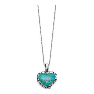 Sterling Silver Turquoise Rh-Pl Oxidized Compressed Necklace – view 3