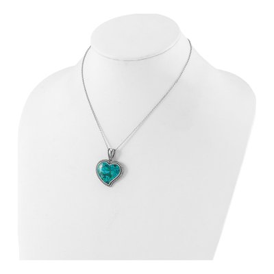 Sterling Silver Turquoise Rh-Pl Oxidized Compressed Necklace – view 4