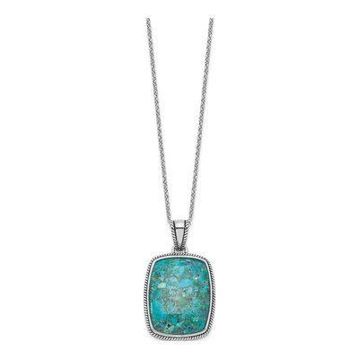 Sterling Silver Turquoise Rh-Pl Oxidized Compressed Necklace – view 3
