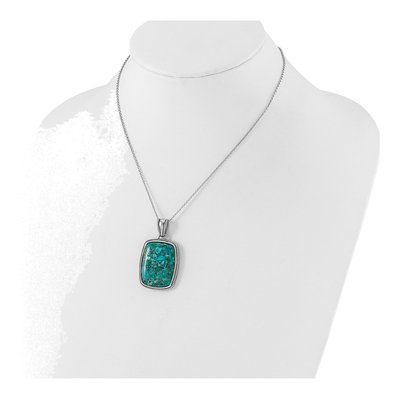 Sterling Silver Turquoise Rh-Pl Oxidized Compressed Necklace – view 4