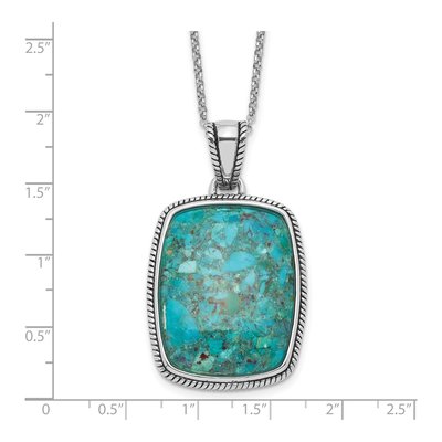 Sterling Silver Turquoise Rh-Pl Oxidized Compressed Necklace – view 5