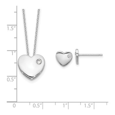 Sterling Silver CZ Heart Necklace & Earring Set – view 7