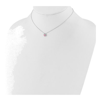 Girls' Silver Pink CZ Heart Necklace & Earring Set – view 4