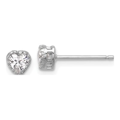 Girls' Sterling Silver CZ Heart Necklace & Earring Set – view 3