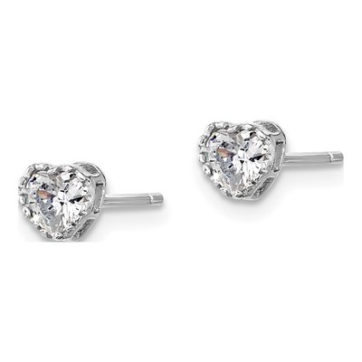 Girls' Sterling Silver CZ Heart Necklace & Earring Set – view 4