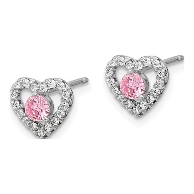 Girls' Sterling Silver CZ Heart Necklace & Earring Set – view 4