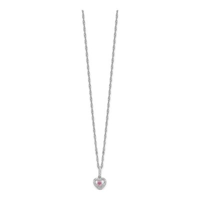Girls' Sterling Silver CZ Heart Necklace & Earring Set – view 5