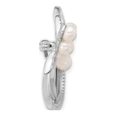 Sterling Silver Pearl & CZ Pin – view 2