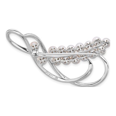 Sterling Silver Pearl & CZ Pin – view 3