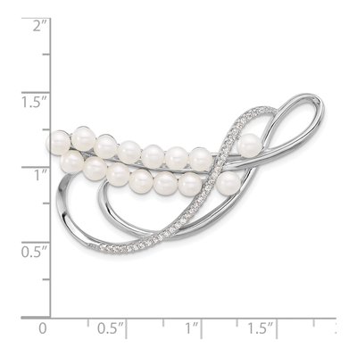 Sterling Silver Pearl & CZ Pin – view 4