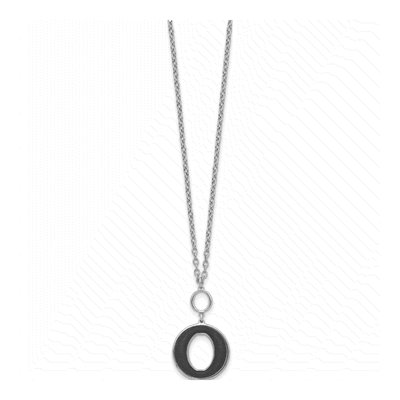 Sterling Silver Black Enamel Circle Necklace – view 2