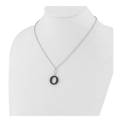 Sterling Silver Black Enamel Circle Necklace – view 3