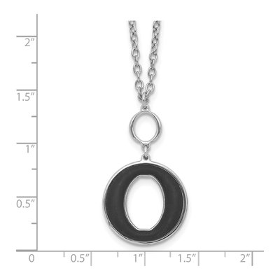 Sterling Silver Black Enamel Circle Necklace – view 4
