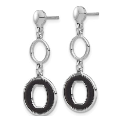 Sterling Silver Black Circle Dangle Earrings – view 2