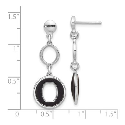 Sterling Silver Black Circle Dangle Earrings – view 4