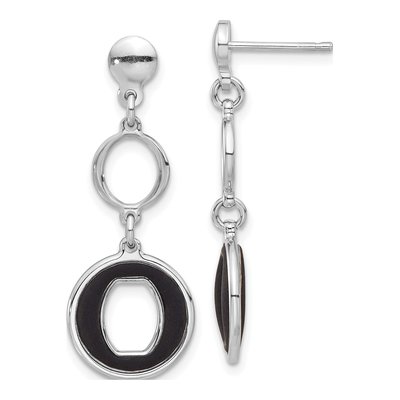 Sterling Silver Black Circle Dangle Earrings