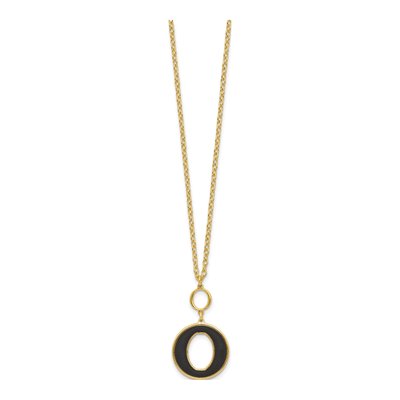 Gold-Plated Sterling Silver Black Enamel Circle Necklace – view 2