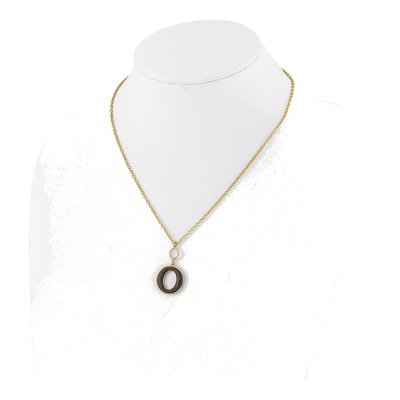 Gold-Plated Sterling Silver Black Enamel Circle Necklace – view 3