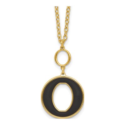 Gold-Plated Sterling Silver Black Enamel Circle Necklace