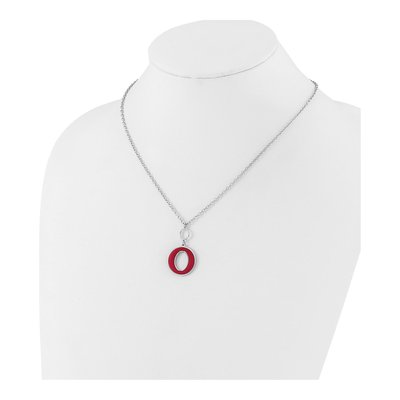 Sterling Silver Red Enamel Circle Necklace – view 3