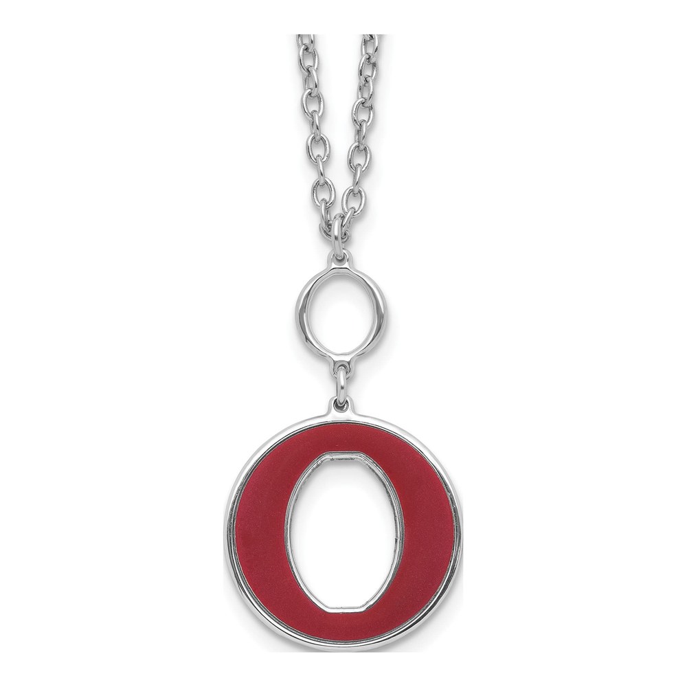 Sterling Silver Red Enamel Circle Necklace
