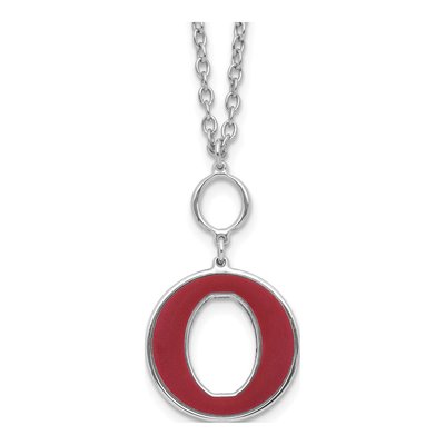 Sterling Silver Red Enamel Circle Necklace