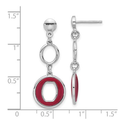 Sterling Silver Red Circle Dangle Earrings – view 4