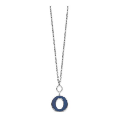 Sterling Silver Blue Enamel Circle Necklace – view 2