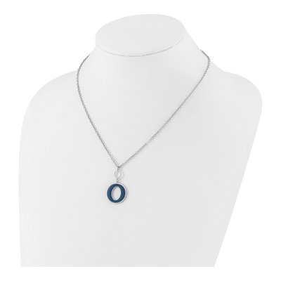 Sterling Silver Blue Enamel Circle Necklace – view 3